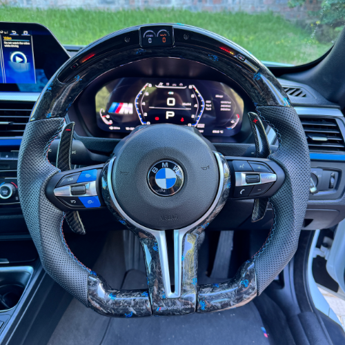BMW F Series Blue Forged Carbon + LED Steering Wheel